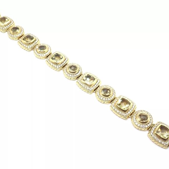 David Yurman Albion 18k Yellow Gold Diamond Lemon Citrine Link Bracelet - Picture 4 of 12